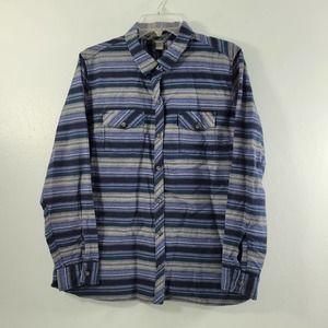 Eddie Bauer Men's Button Front Blue & Gray Striped Shirt Size XL 91622-0453